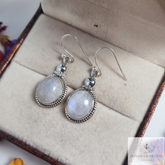 Rainbow Moonstone Birthstone Earrings, 925 Sterling Silver Dangle Earring, Handmade Gemstone Dainty Earring, Victorian earring, Gift for her